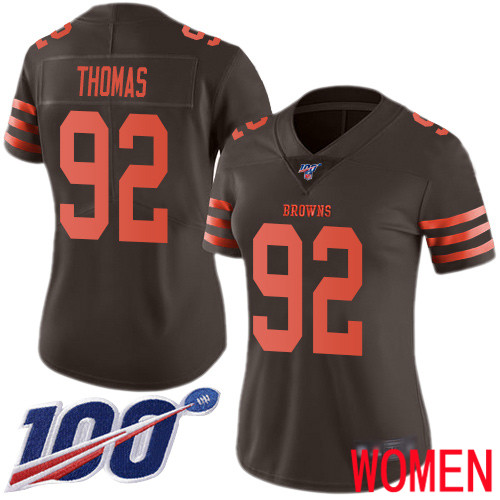 Cleveland Browns Chad Thomas Women Brown Limited Jersey #92 NFL Football 100th Season Rush Vapor Untouchable->women nfl jersey->Women Jersey